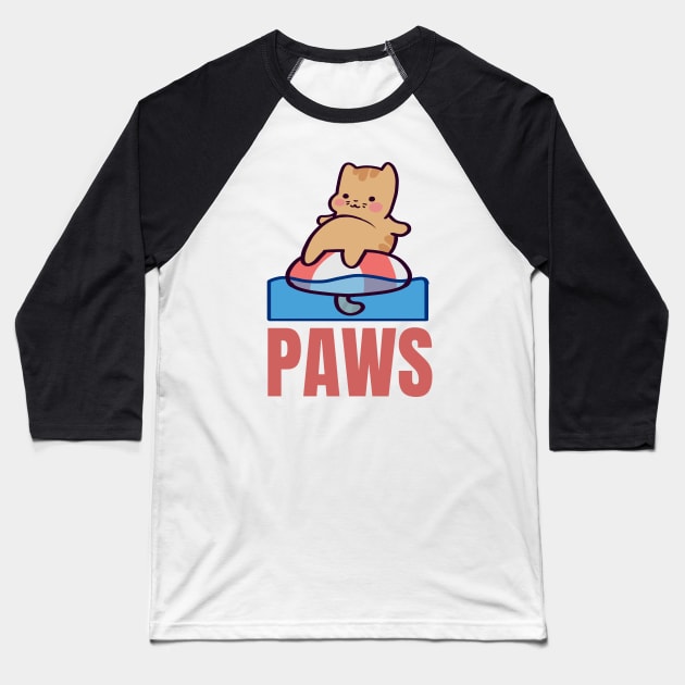 PAWS Cat Baseball T-Shirt by ThumboArtBumbo